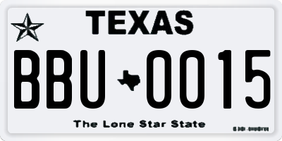 TX license plate BBU0015