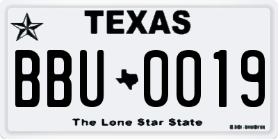 TX license plate BBU0019