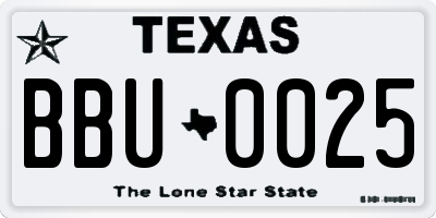 TX license plate BBU0025