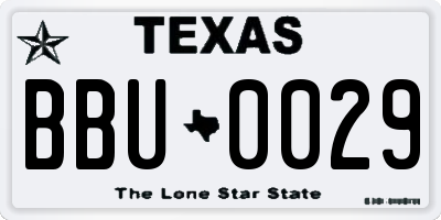 TX license plate BBU0029