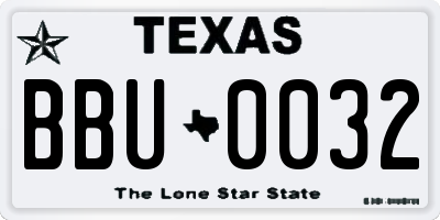 TX license plate BBU0032