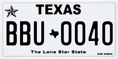 TX license plate BBU0040