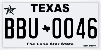 TX license plate BBU0046