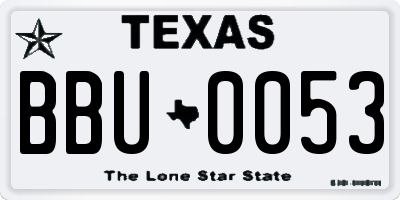 TX license plate BBU0053