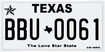 TX license plate BBU0061