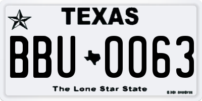 TX license plate BBU0063