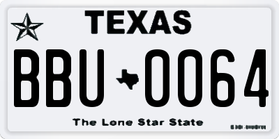 TX license plate BBU0064