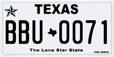 TX license plate BBU0071
