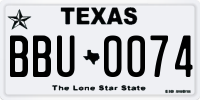 TX license plate BBU0074