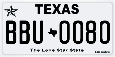 TX license plate BBU0080