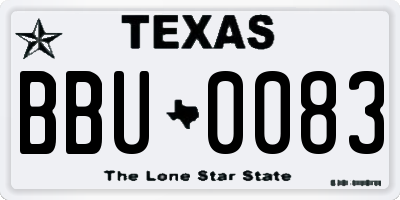 TX license plate BBU0083