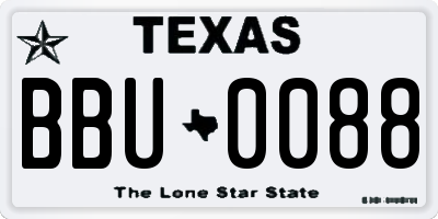 TX license plate BBU0088
