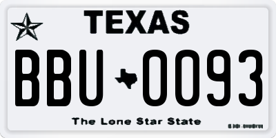 TX license plate BBU0093