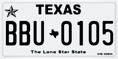 TX license plate BBU0105