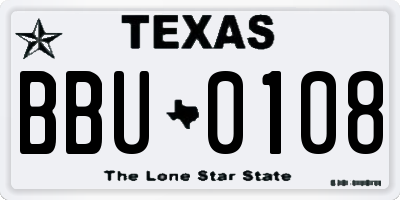 TX license plate BBU0108