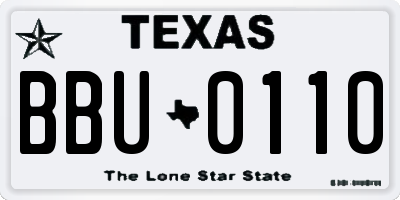 TX license plate BBU0110