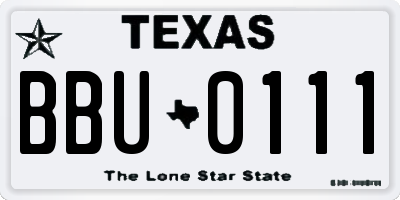 TX license plate BBU0111