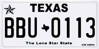 TX license plate BBU0113