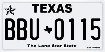 TX license plate BBU0115