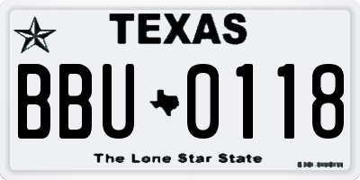 TX license plate BBU0118