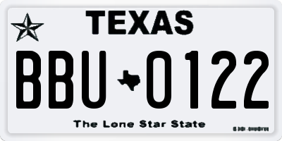 TX license plate BBU0122