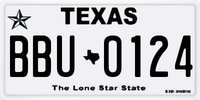 TX license plate BBU0124