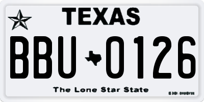 TX license plate BBU0126