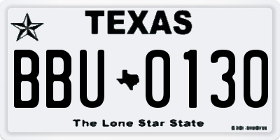 TX license plate BBU0130