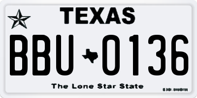 TX license plate BBU0136