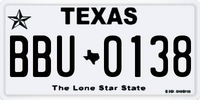 TX license plate BBU0138