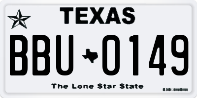 TX license plate BBU0149
