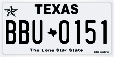 TX license plate BBU0151