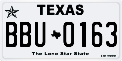 TX license plate BBU0163