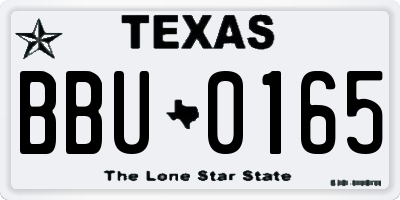 TX license plate BBU0165