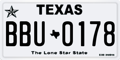 TX license plate BBU0178