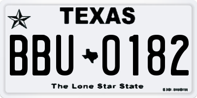 TX license plate BBU0182