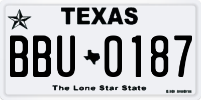 TX license plate BBU0187