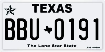 TX license plate BBU0191