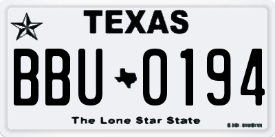 TX license plate BBU0194