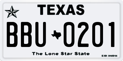 TX license plate BBU0201