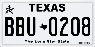 TX license plate BBU0208