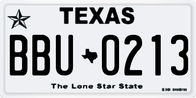 TX license plate BBU0213