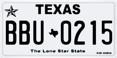 TX license plate BBU0215