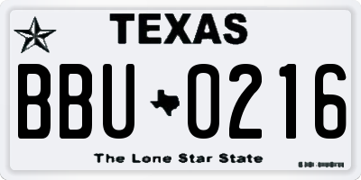 TX license plate BBU0216