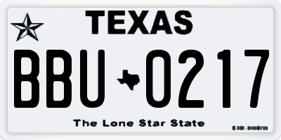 TX license plate BBU0217