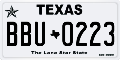TX license plate BBU0223