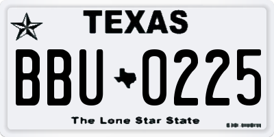 TX license plate BBU0225