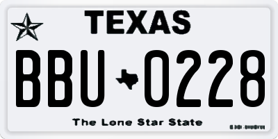 TX license plate BBU0228