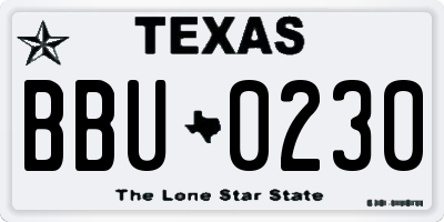TX license plate BBU0230