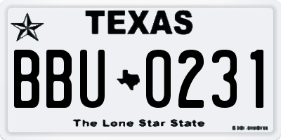 TX license plate BBU0231